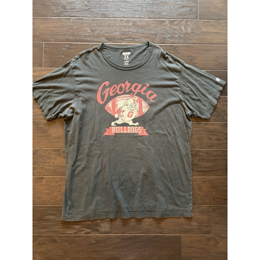 Tailgate Georgia Bulldogs Men 2X T-Shirt Charcoal Grey Graphic NCAA Football Tee